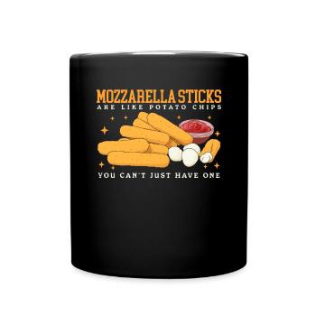 Mozzarella Sticks | Mozzarella-Sticks Geschenk - Tasse einfarbig - Schwarz - Vorne