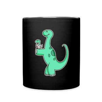 Dinosaure avec bébé dinosaure - Motif Dino - Mug uni - noir - Devant