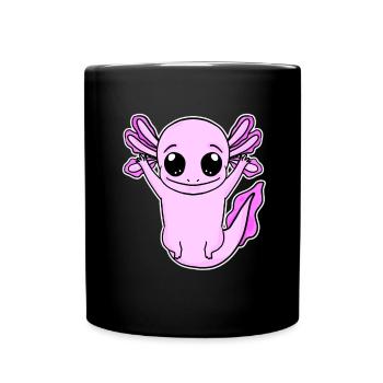 Axolotl Pink Motif Kids Cute Pink - Full Colour Mug - black - Front