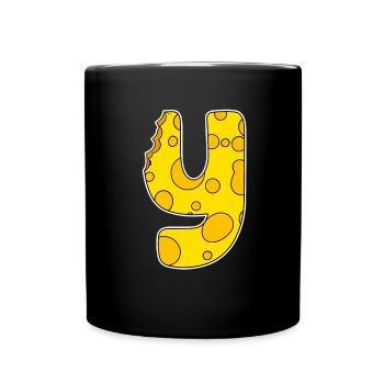 Letter Y - Initial Letter Y - Cheese Motif - Full Colour Mug - black - Front