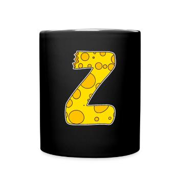 Letter Z - Initial Letter Z - Cheese Motif - Full Colour Mug - black - Front