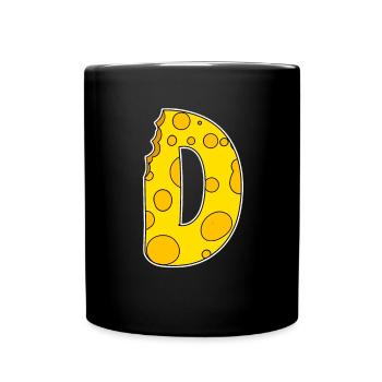 Letter D - Initial Letter D - Cheese Motif - Full Colour Mug - black - Front
