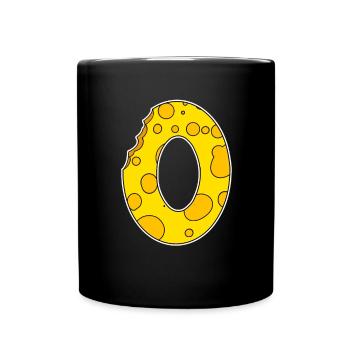 Letter O - Initial Letter O - Cheese Motif - Full Colour Mug - black - Front