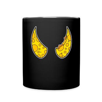 Horn Hörner Käse Teufel - Tasse einfarbig - Schwarz - Vorne