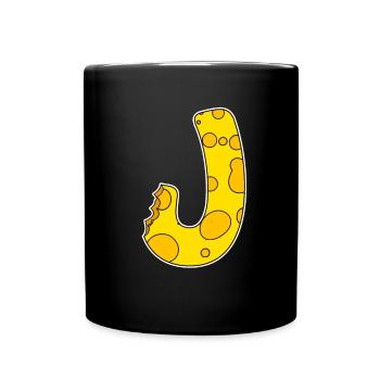 Letter J - Initial Letter J - Cheese Motif - Full Colour Mug - black - Front