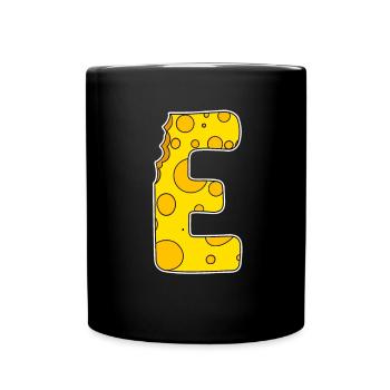 Letter E - Initial Letter E - Cheese Motif - Full Colour Mug - black - Front