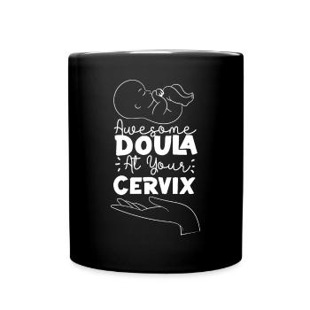 Doula Travailleuse à La Naissance Jeu De Mots Léopard - Mug uni - noir - Devant