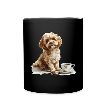 Maltipoo mignon avec une tasse de café Maltipoo - Mug uni - noir - Devant