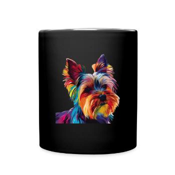 Yorkshire Terrier Yorkie Dog Pop Art Colorful - Full Colour Mug - black - Front