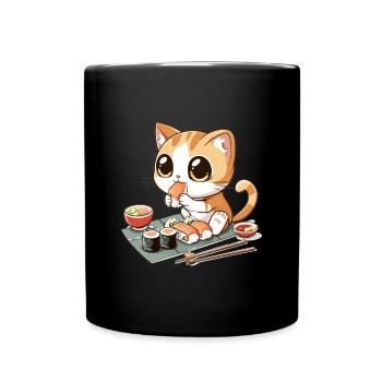 Chats et Sushi Japonais Nourriture Chaton Kawaii Anime - Mug uni - noir - Devant