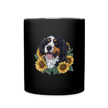 Sunflowers Dog Breed Pet Cute Bernedoodle Graphic - Tasse einfarbig - Schwarz - Vorne