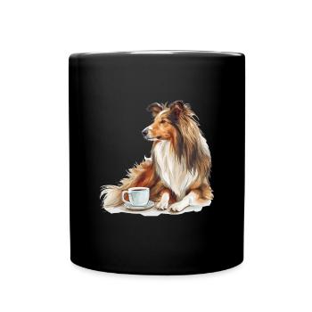Shetland Sheepdog Sheltie Coffee Dog Breed Pet - Full Colour Mug - black - Front