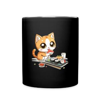 Chats et Sushi Japonais Nourriture Chaton Kawaii Anime - Mug uni - noir - Devant