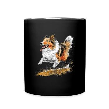 Shetland Sheepdog Sheltie Dog Breed Pet Cute - Full Colour Mug - black - Front