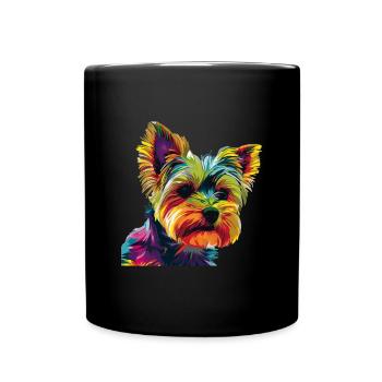 Yorkshire Terrier Yorkie Dog Pop Art Colorful - Full Colour Mug - black - Front