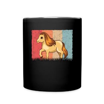 Shetland Pony Retro - Tasse einfarbig - Schwarz - Vorne