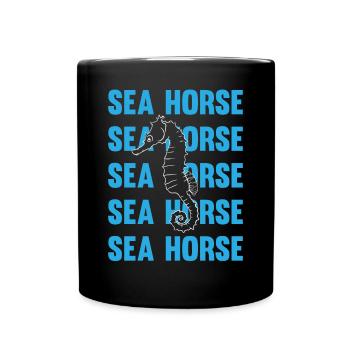Hippocampe jeu d’écriture océan amour - Mug uni - noir - Devant