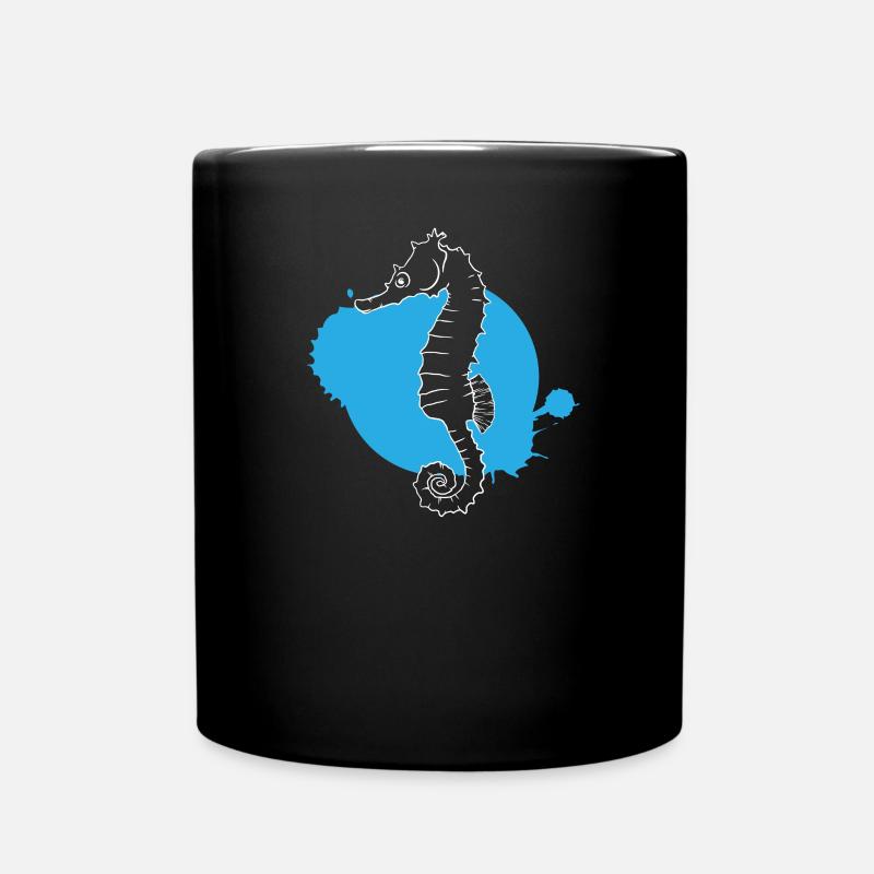 Silhouette Seepferdchen Ozean - Tasse einfarbig - Schwarz