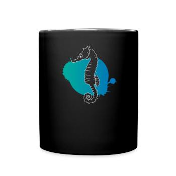 Silhouette Seepferdchen Ozean - Tasse einfarbig - Schwarz - Vorne