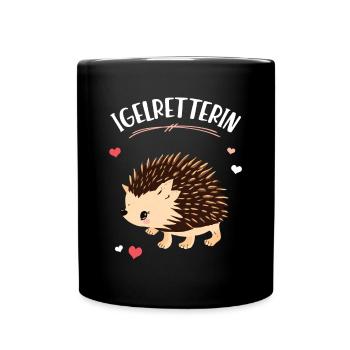 Igelretterin Weißbauchigel Igel Tier Stacheligel - Tasse einfarbig - Schwarz - Vorne