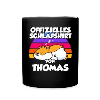 Offizielles Schlafshirt Von Thomas - Tasse einfarbig - Schwarz - Vorne