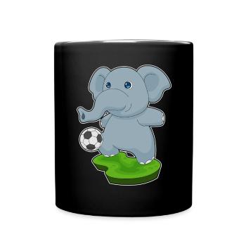 Elefant Fußballspieler Fußball Sport - Tasse einfarbig - Schwarz - Vorne