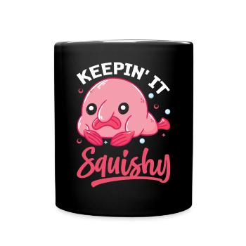 Lustiger Blobfisch Meerestier - Tasse einfarbig - Schwarz - Vorne
