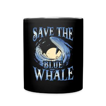 Rettet den Blauwal - Tasse einfarbig - Schwarz - Vorne