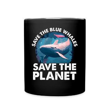 Sauvez les baleines bleues sauvez la planète - Mug uni - noir - Devant