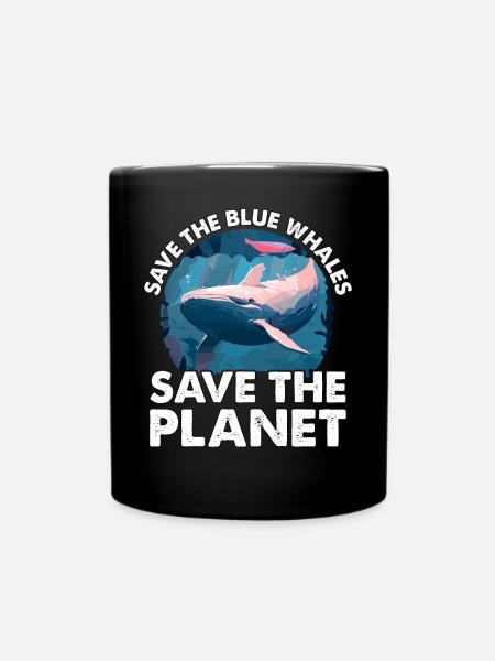 Sauvez les baleines bleues sauvez la planète - Mug uni - noir