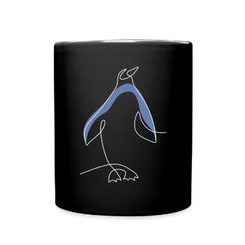 One Line Königspinguin Kaiserpinguin Seevogel - Tasse einfarbig - Schwarz - Vorne