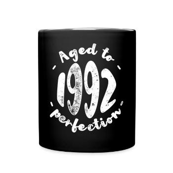 Gealtert bis 1992 Perfektion - Tasse einfarbig - Schwarz - Vorne