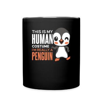 This Is My Human Costume Seevogel Königspinguin - Tasse einfarbig - Schwarz - Vorne