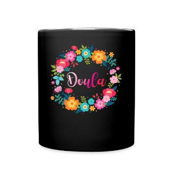 Doula Birth Worker Flower Doula - Full Colour Mug - black - Front