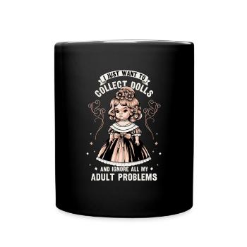 Sammlerpuppe Porzellanpuppe Antike - Tasse einfarbig - Schwarz - Vorne