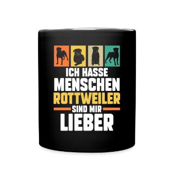 Hund Rottweiler - Tasse einfarbig - Schwarz - Vorne
