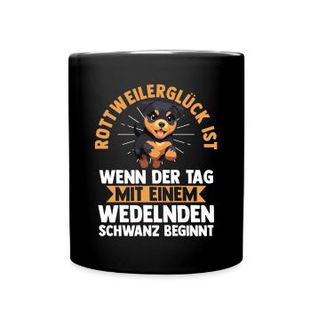 Hund Rottweiler - Tasse einfarbig - Schwarz - Vorne