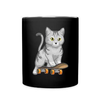 Katze Skater Skateboard Sport - Tasse einfarbig - Schwarz - Vorne