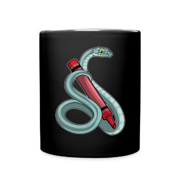 Schlange Schüler Wachsmalstift Schule - Tasse einfarbig - Schwarz - Vorne