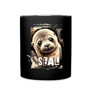 Seal - Robben-Baby - Tasse einfarbig - Schwarz - Vorne