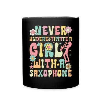 Saxophon Girl Saxophonistin - Tasse einfarbig - Schwarz - Vorne