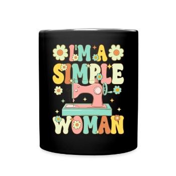 Nähen Näherin Nähmaschine - Tasse einfarbig - Schwarz - Vorne