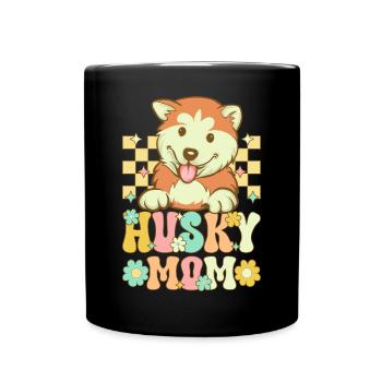 Groovy Siberian Husky Dog Lover - Full Colour Mug - black - Front