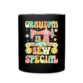 Groovy Sewing Oma Weiblich Sewer - Tasse einfarbig - Schwarz - Vorne
