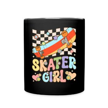 Skateboarding Mädchen Weibliche Skateboarderin Ska - Tasse einfarbig - Schwarz - Vorne