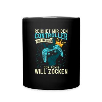 Reichet mir den Controller König Konsole Gamer - Tasse einfarbig - Schwarz - Vorne