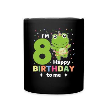 Frog for 8th birthday children eight years old - Full Colour Mug - black - Front