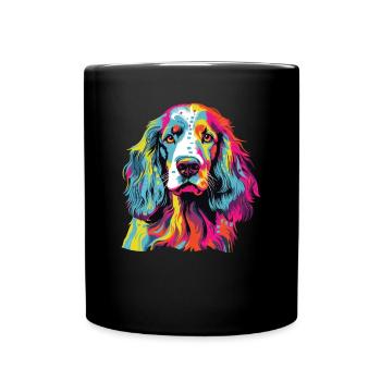 Aquarelle colorée Setter anglais - Mug uni - noir - Devant