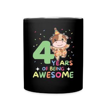 Vache pour les enfants de 4 ans - Mug uni - noir - Devant