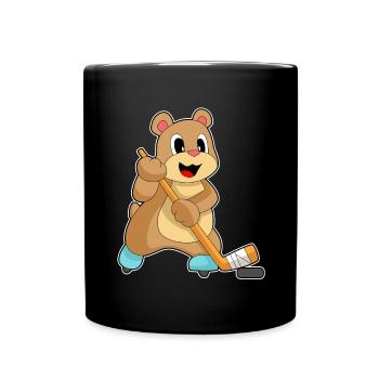 Bear Ice Hockey Ice Hockey Stick - Full Colour Mug - black - Front